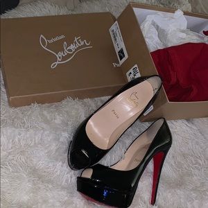 Black Lady Peep 150 Patent Calf Size 38.5